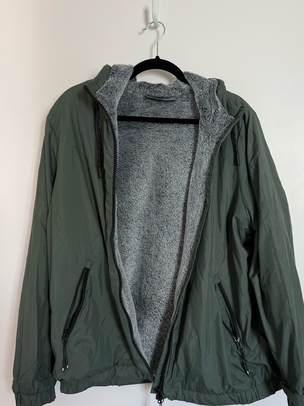 ❄️ Free Country Olive Hooded Performance Jacket with Gray Fleece